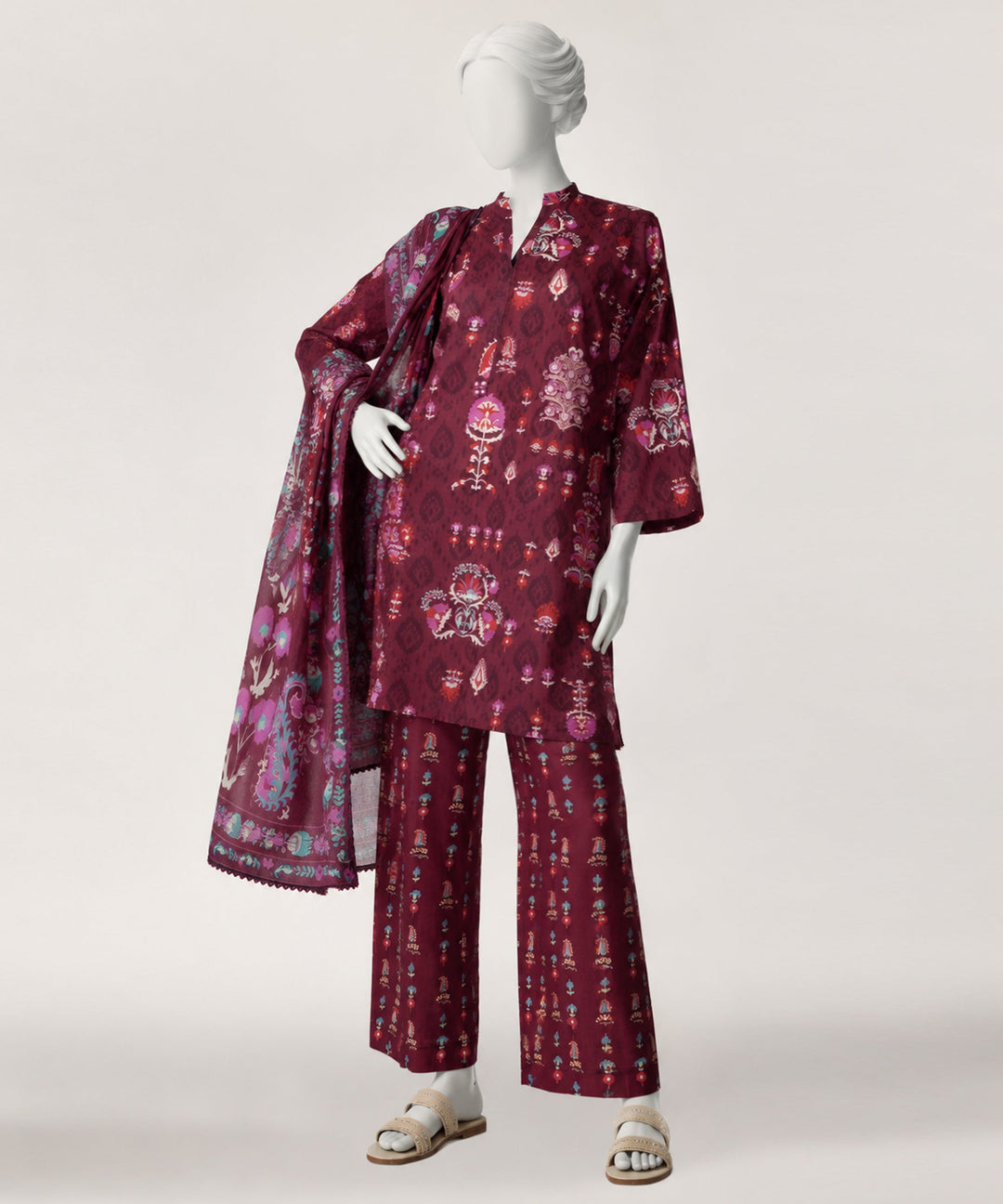 Lawn Magenta Kurti - J. Junaid Jamshed