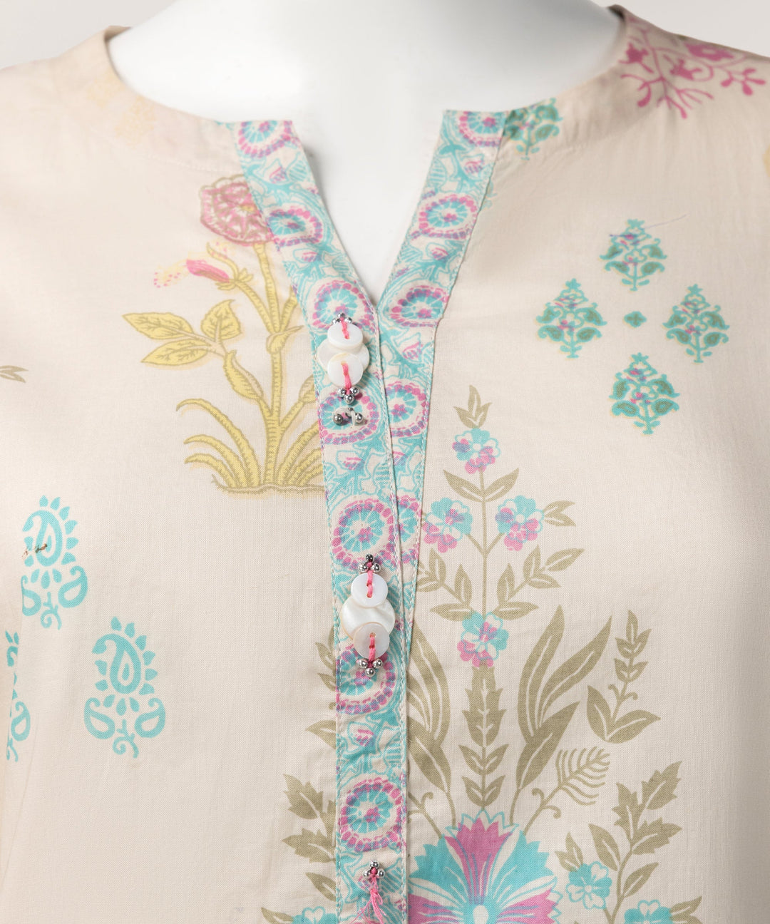 Lawn Beige Kurti - J. Junaid Jamshed