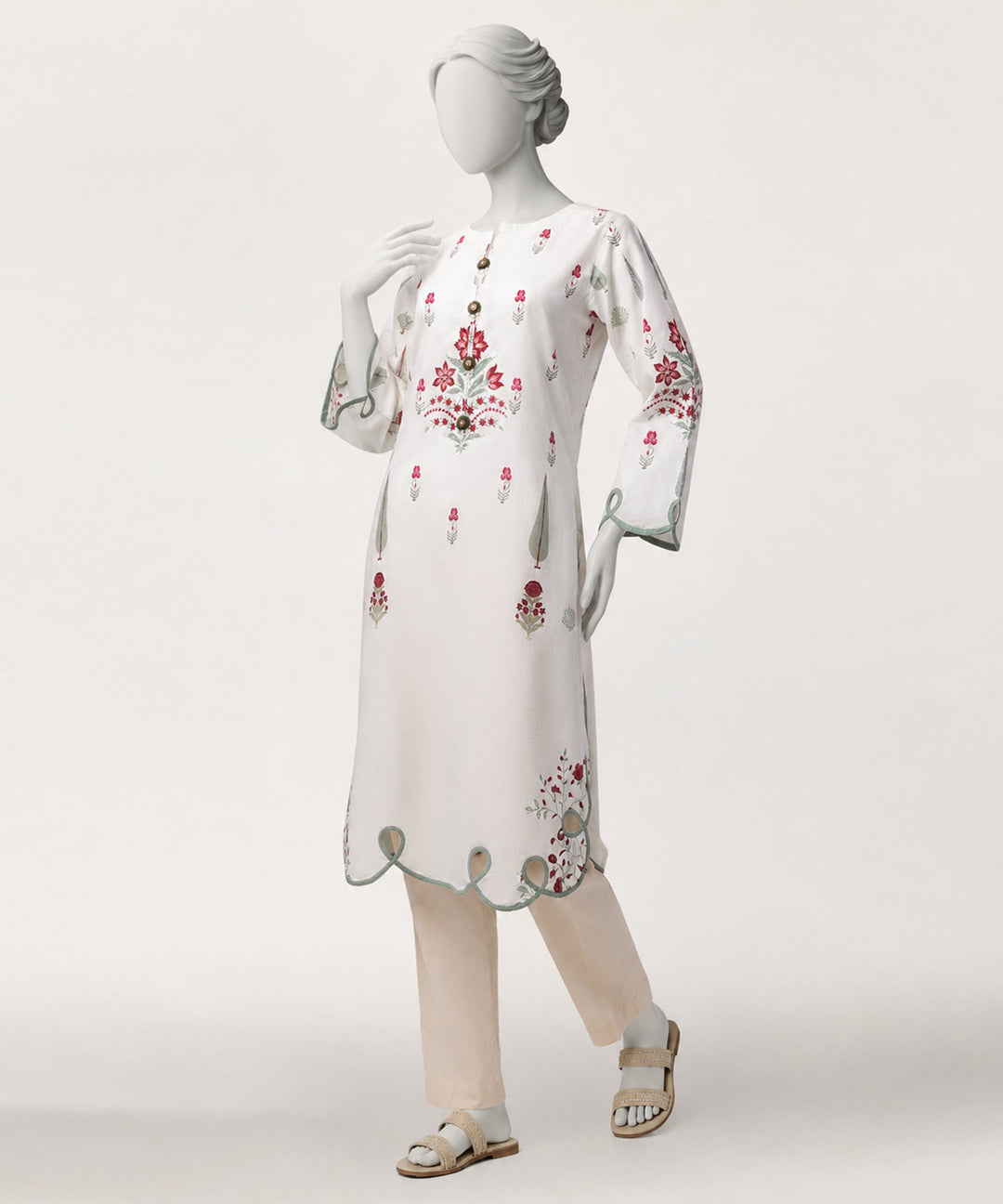 Lawn White Kurti - J. Junaid Jamshed