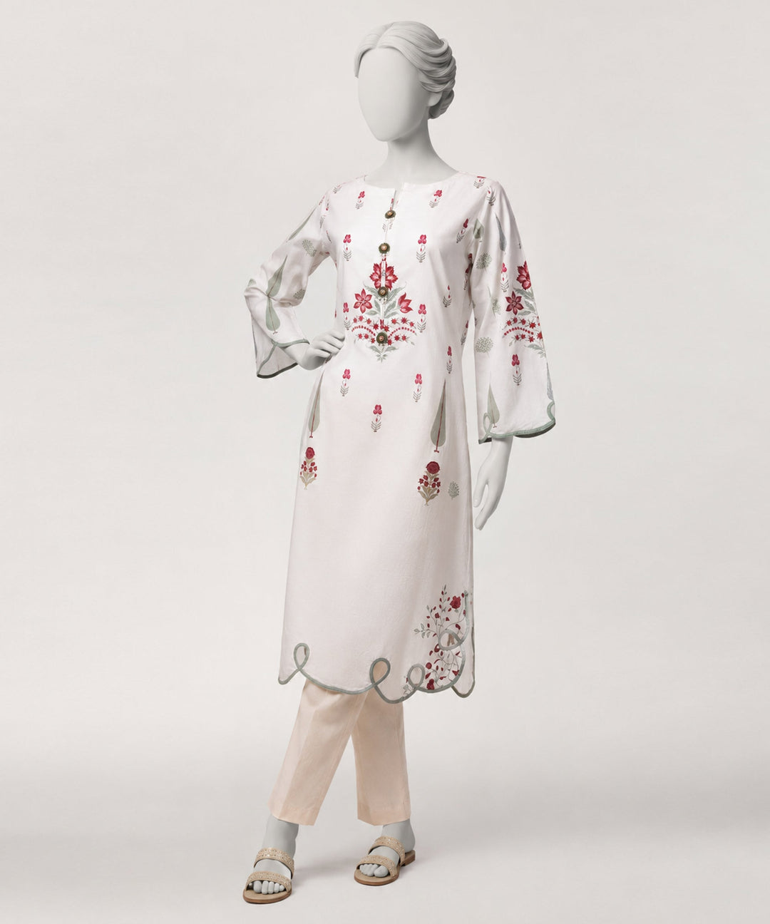 Lawn White Kurti - J. Junaid Jamshed