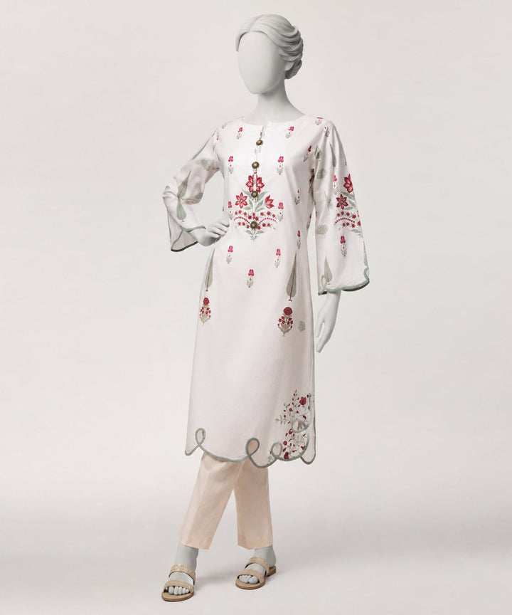 Lawn White Kurti - J. Junaid Jamshed