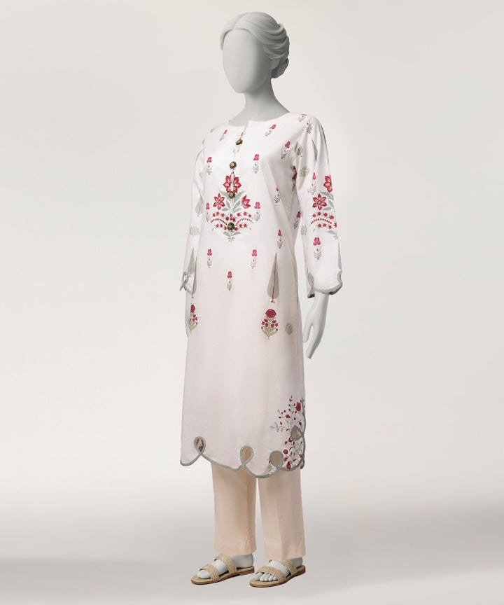 Lawn White Kurti - J. Junaid Jamshed