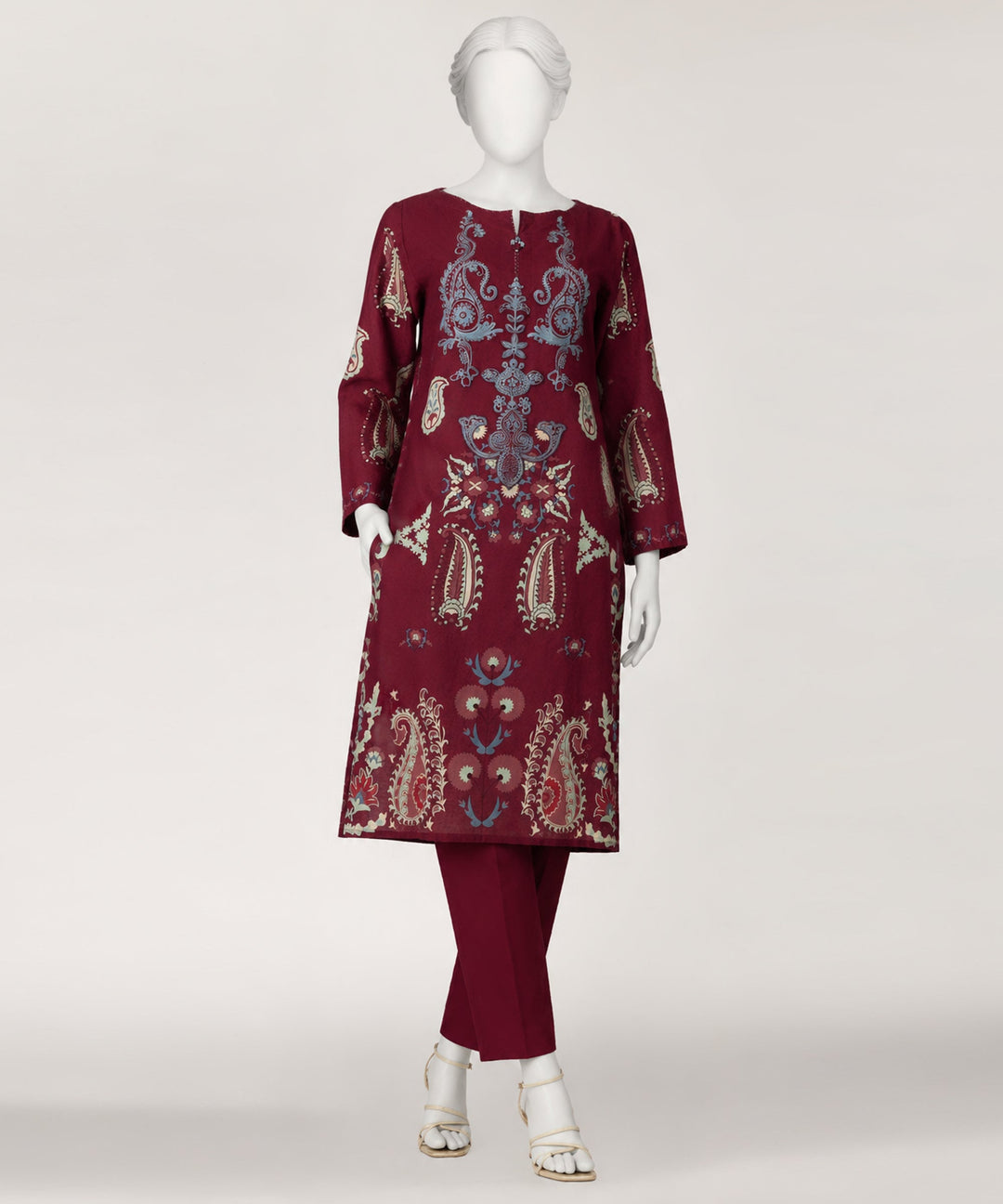 Lawn Magenta Kurti - J. Junaid Jamshed