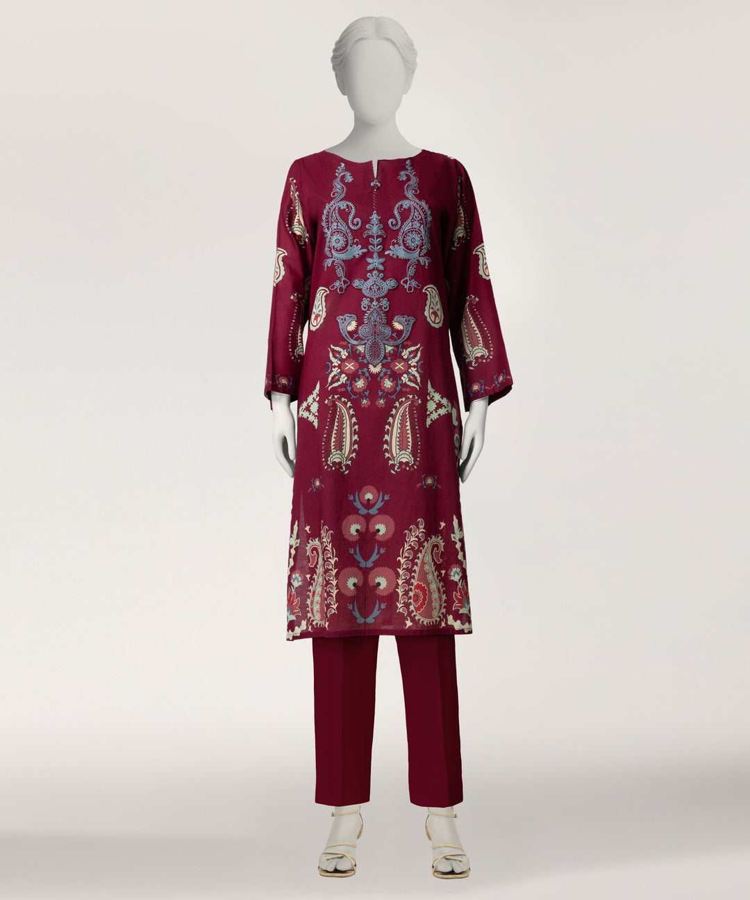 Lawn Magenta Kurti - J. Junaid Jamshed