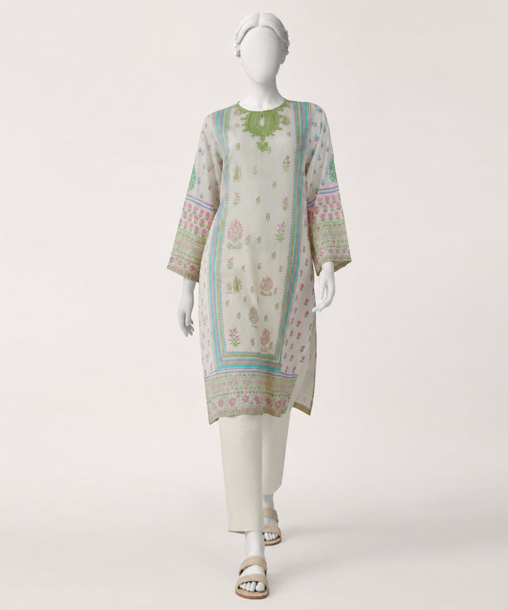 Lawn Off White Kurti - J. Junaid Jamshed