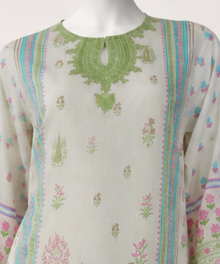 Lawn Off White Kurti - J. Junaid Jamshed