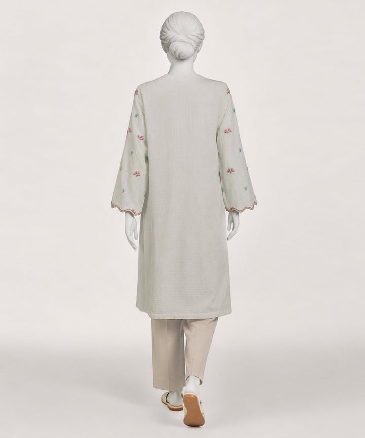 Dobby White Kurti - J. Junaid Jamshed