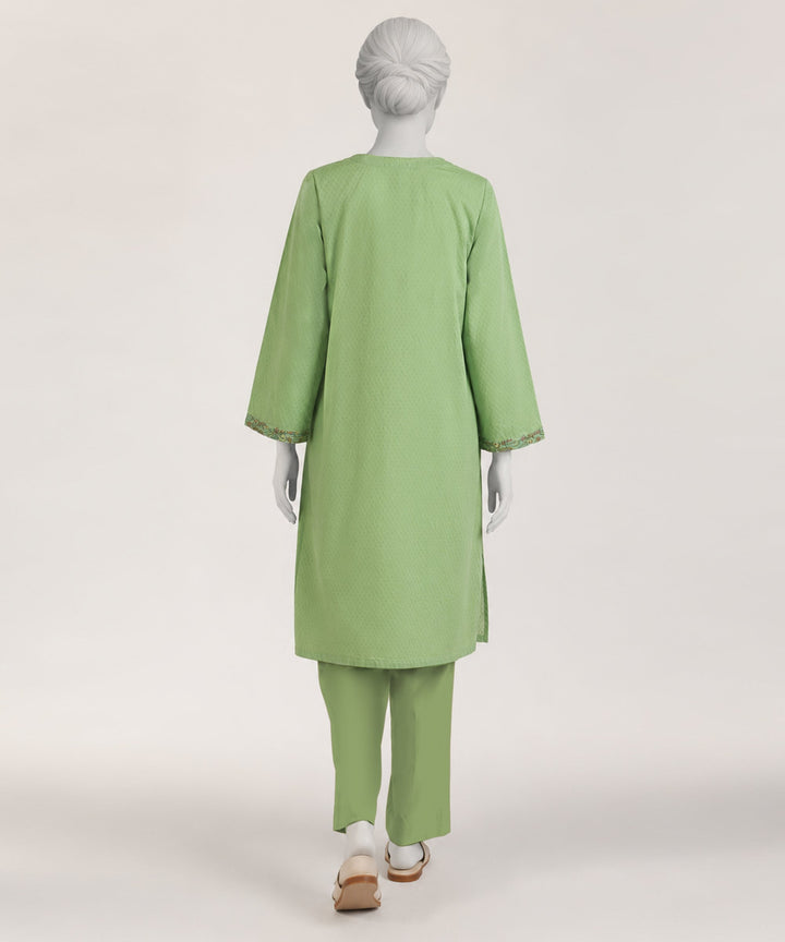Dobby Green Kurti - J. Junaid Jamshed