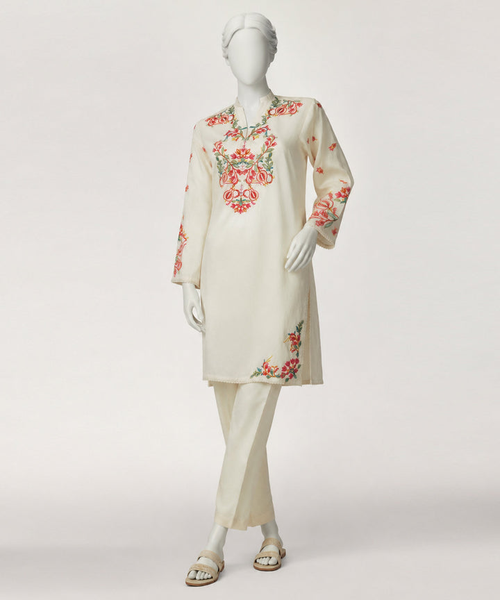 Lawn Off White Kurti - J. Junaid Jamshed
