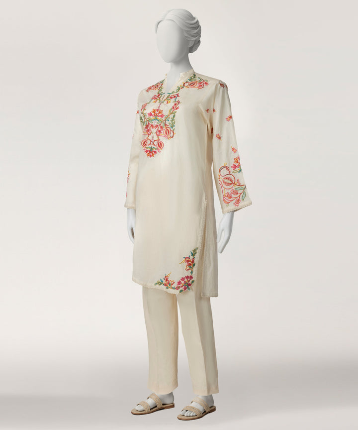 Lawn Off White Kurti - J. Junaid Jamshed