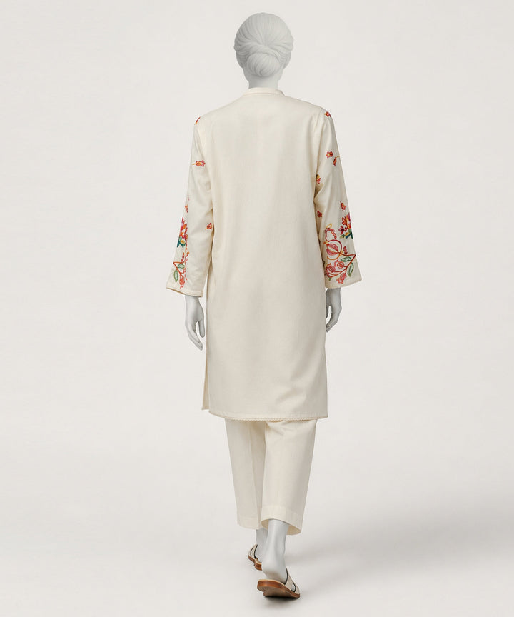 Lawn Off White Kurti - J. Junaid Jamshed