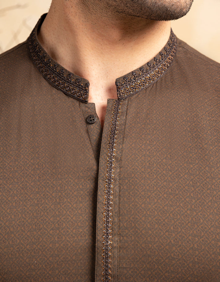 Cotton Brown Kurta - J. Junaid Jamshed