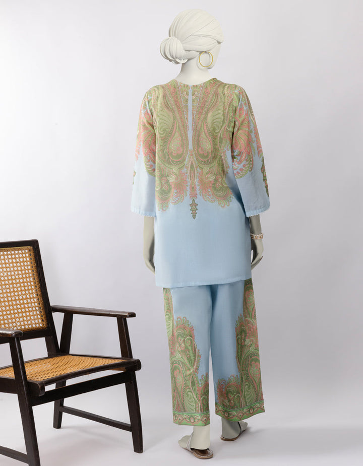 Lawn Blue Stitched Suit - J. Junaid Jamshed