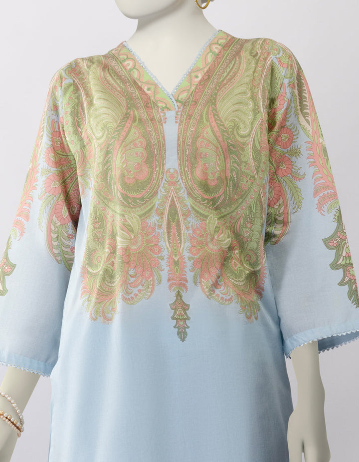 Lawn Blue Stitched Suit - J. Junaid Jamshed
