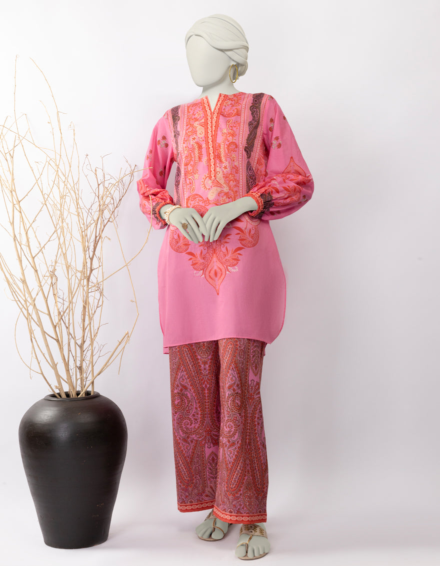 Lawn Pink Stitched Suit - J. Junaid Jamshed