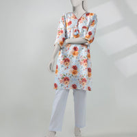 Lawn Blue Unstitched Suit - J. Junaid Jamshed