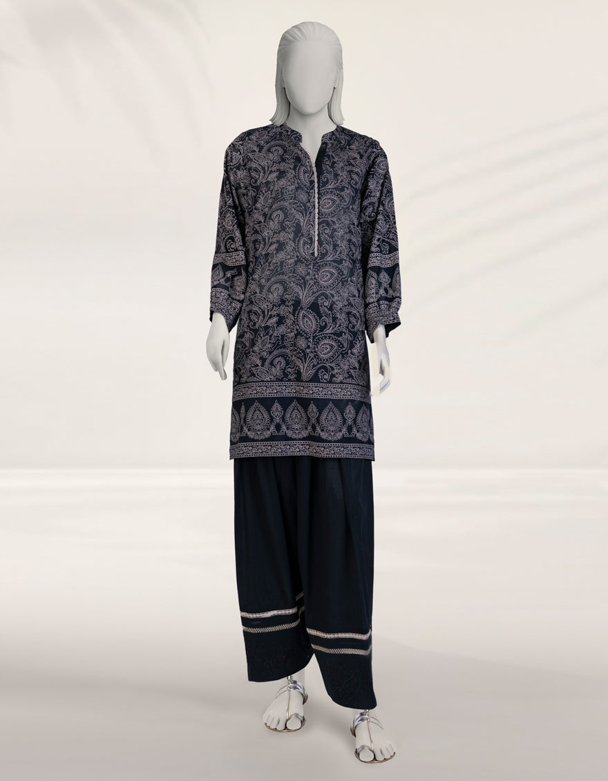Cambric Black Unstitched Suit - J. Junaid Jamshed