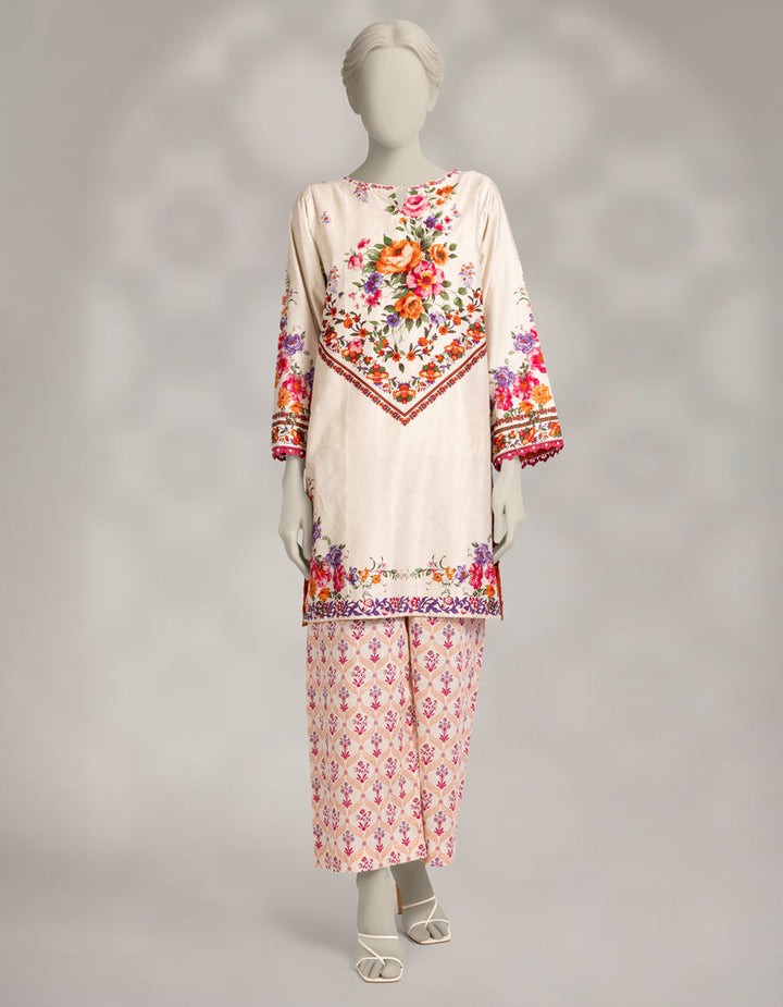 Dobby White Stitched Suit - J. Junaid Jamshed