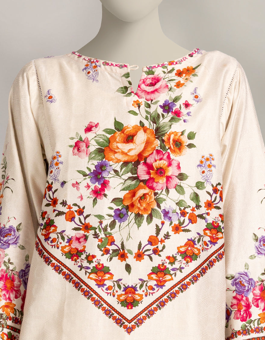 Dobby White Stitched Suit - J. Junaid Jamshed