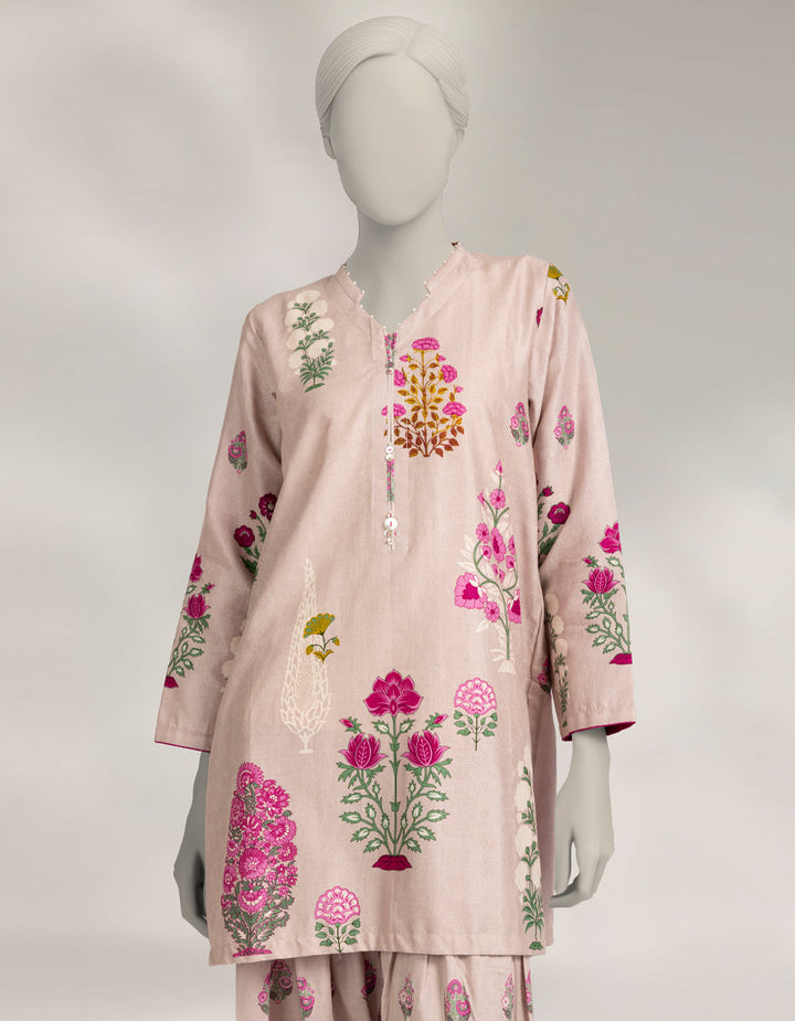 Dobby Pink Stitched Suit - J. Junaid Jamshed