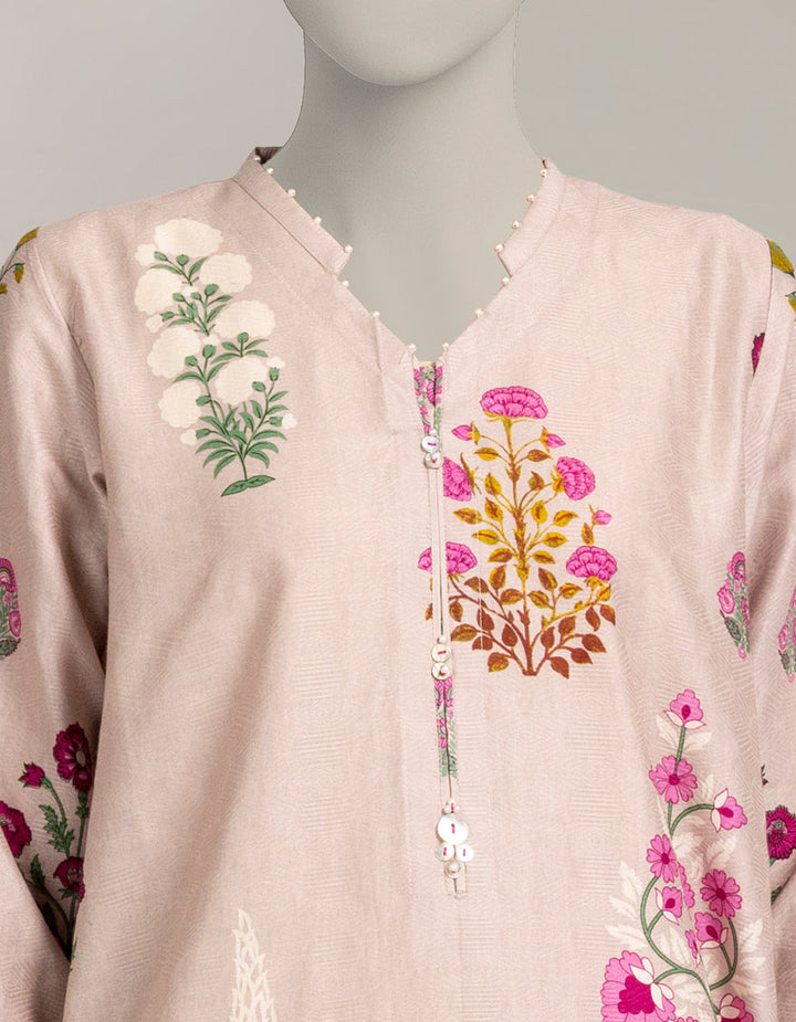 Dobby Pink Stitched Suit - J. Junaid Jamshed