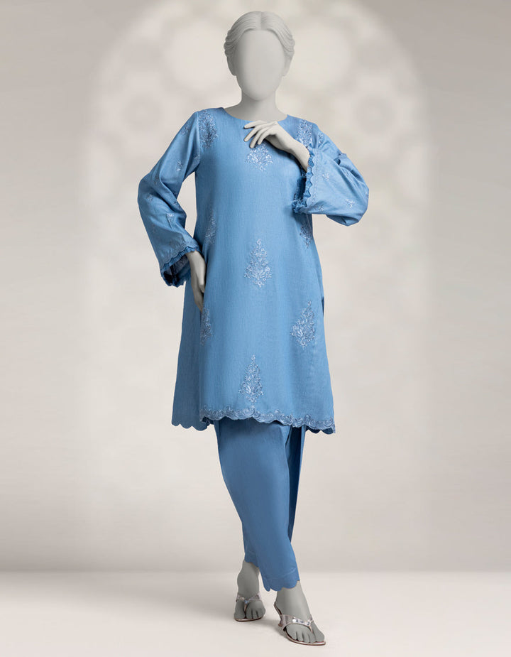 Denim Blue Stitched Suit - J. Junaid Jamshed