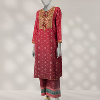 Raw Silk Maroon Stitched Suit - J. Junaid Jamshed