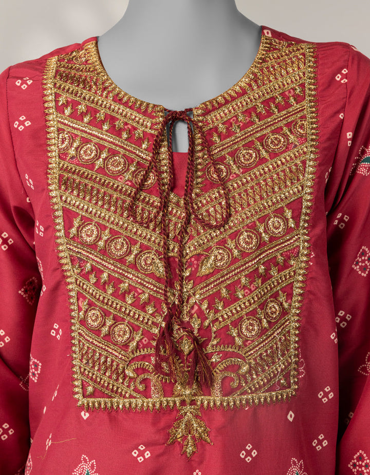 Raw Silk Maroon Stitched Suit - J. Junaid Jamshed