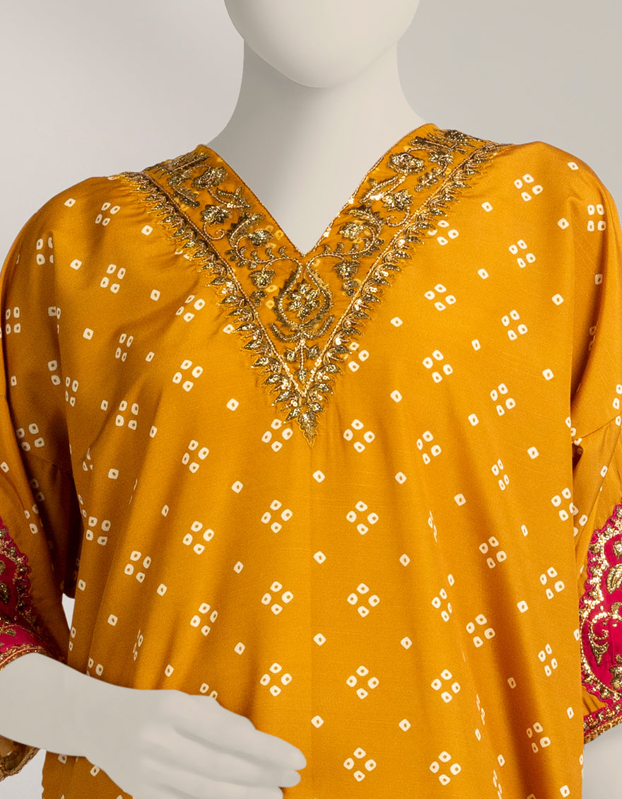 Raw Silk Yellow Stitched Suit - J. Junaid Jamshed