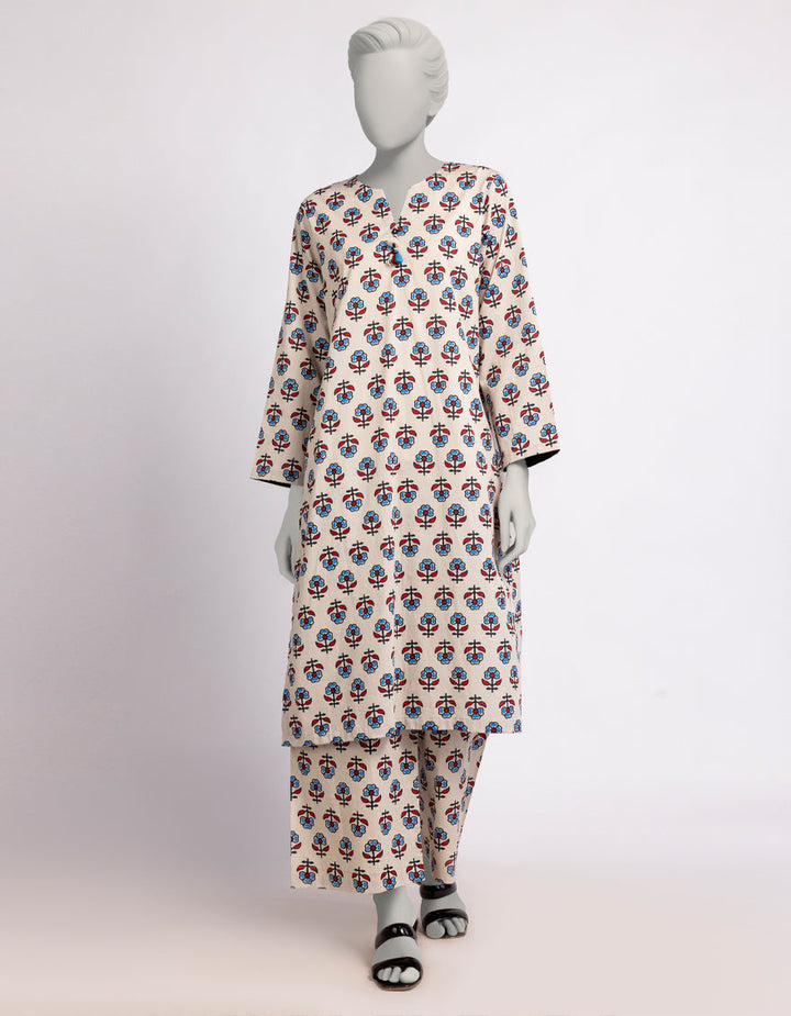 Cambric Beige Stitched Suit - J. Junaid Jamshed