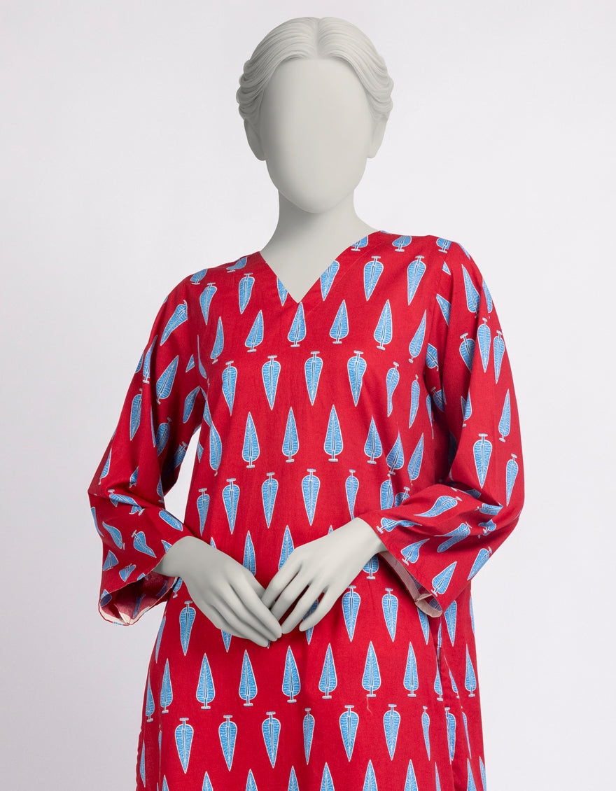 Cambric Red Stitched Suit - J. Junaid Jamshed