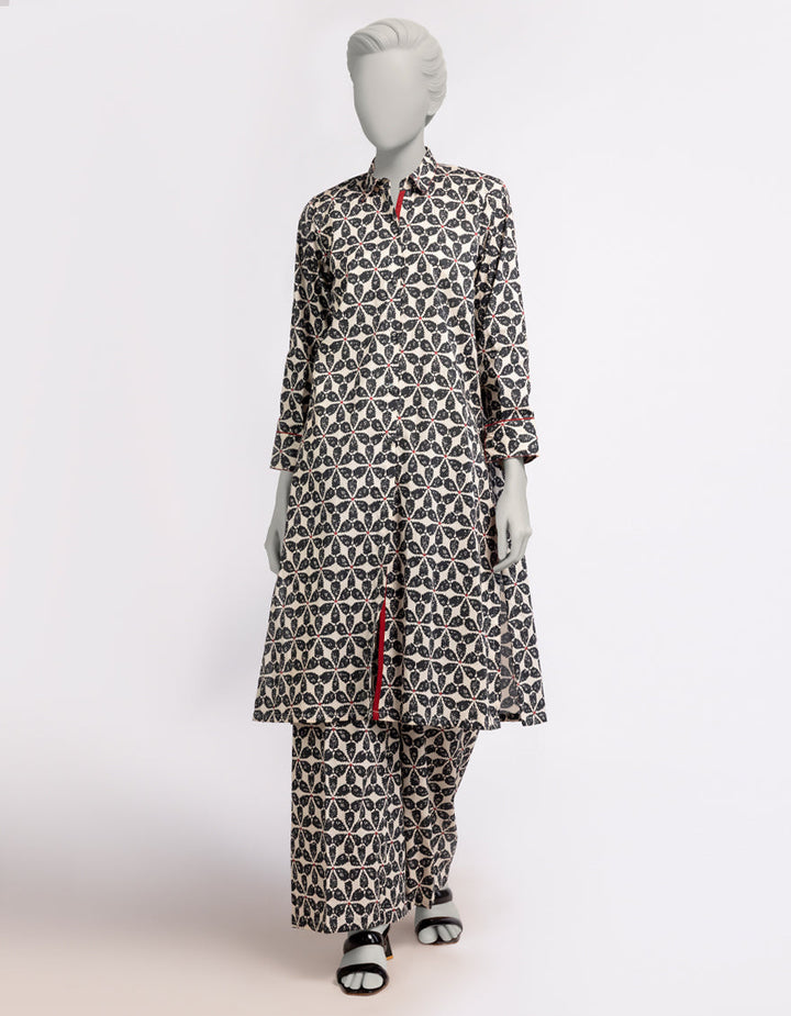 Cambric Grey Stitched Suit - J. Junaid Jamshed