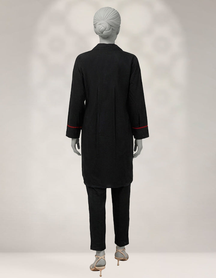 Cambric Black Stitched Suit - J. Junaid Jamshed