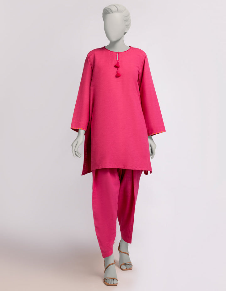 Khaddar Pink Stitched Suit - J. Junaid Jamshed