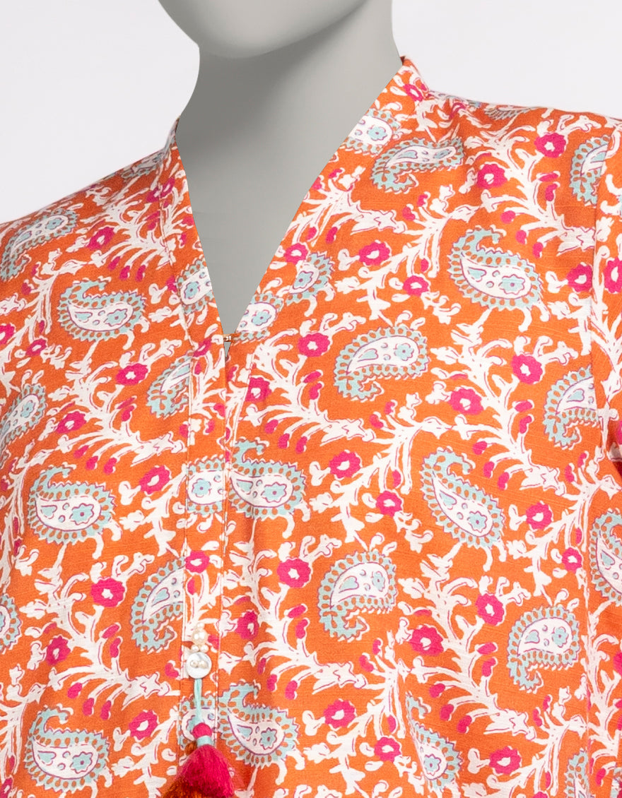 Khaddar Orange Stitched Suit - J. Junaid Jamshed