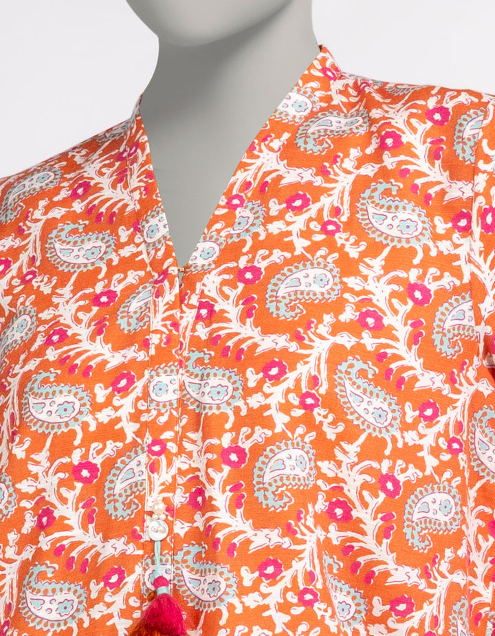 Khaddar Orange Stitched Suit - J. Junaid Jamshed