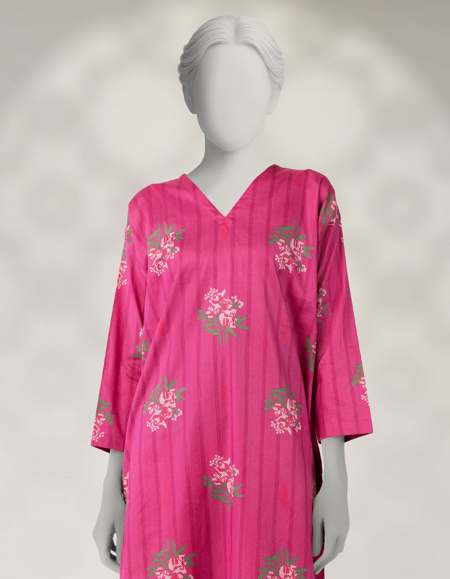 Cambric Pink Stitched Suit - J. Junaid Jamshed