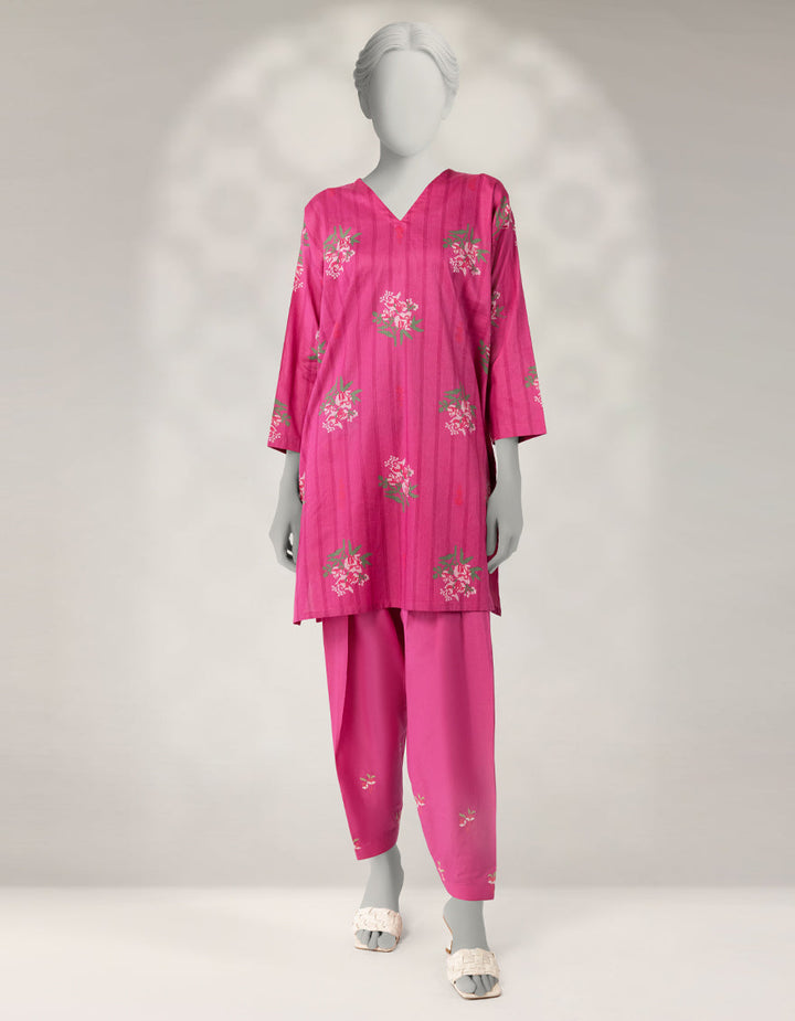 Cambric Pink Stitched Suit - J. Junaid Jamshed