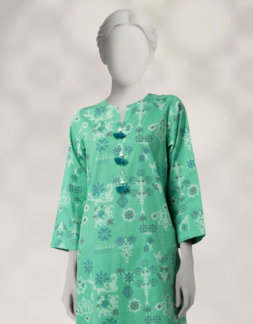 Cambric Green Stitched Suit - J. Junaid Jamshed