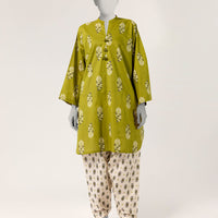 Lawn Green Stitched Suit - J. Junaid Jamshed