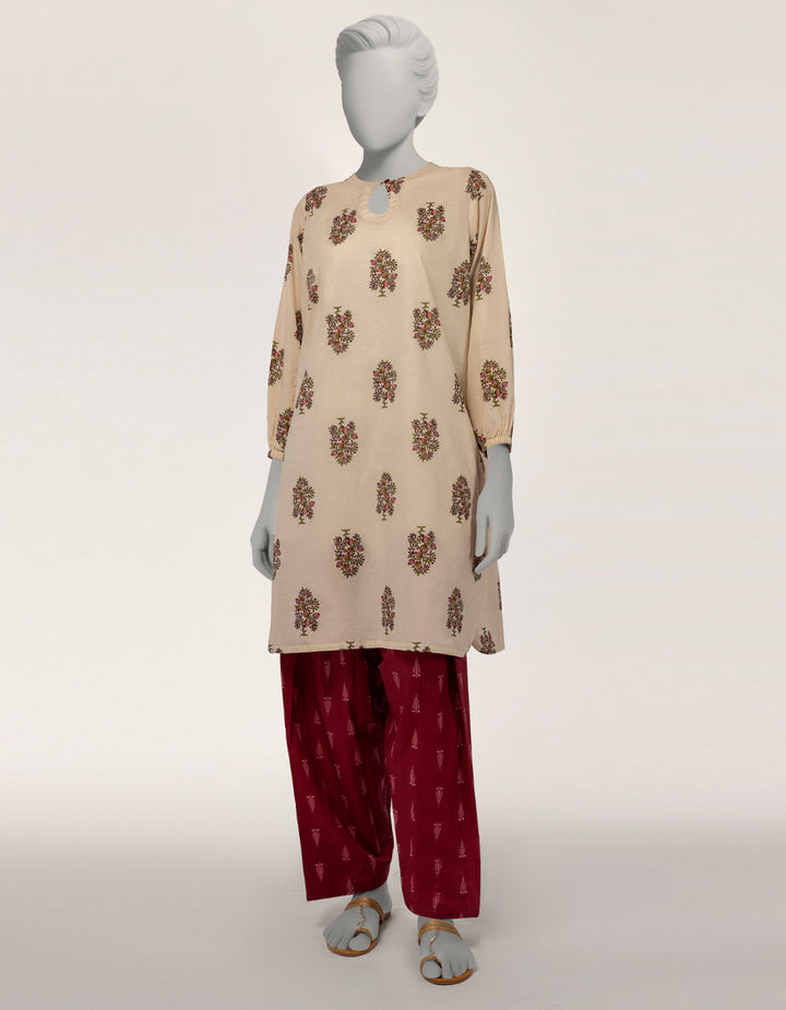 Lawn Off White Stitched Suit - J. Junaid Jamshed