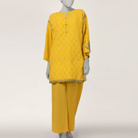 Dobby Yellow Stitched Suit - J. Junaid Jamshed