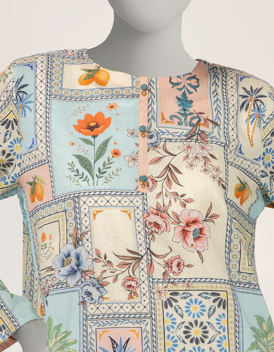 Dobby Multicolor Stitched Suit - J. Junaid Jamshed