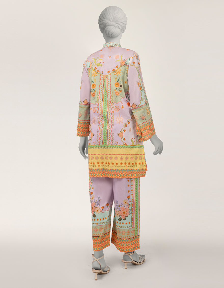 Dobby Purple Stitched Suit - J. Junaid Jamshed