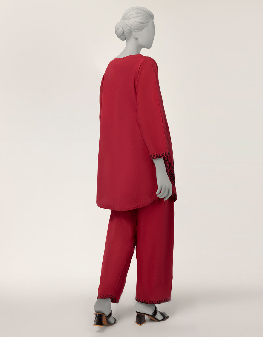 Lawn Maroon Stitched Suit - J. Junaid Jamshed