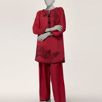 Lawn Maroon Stitched Suit - J. Junaid Jamshed