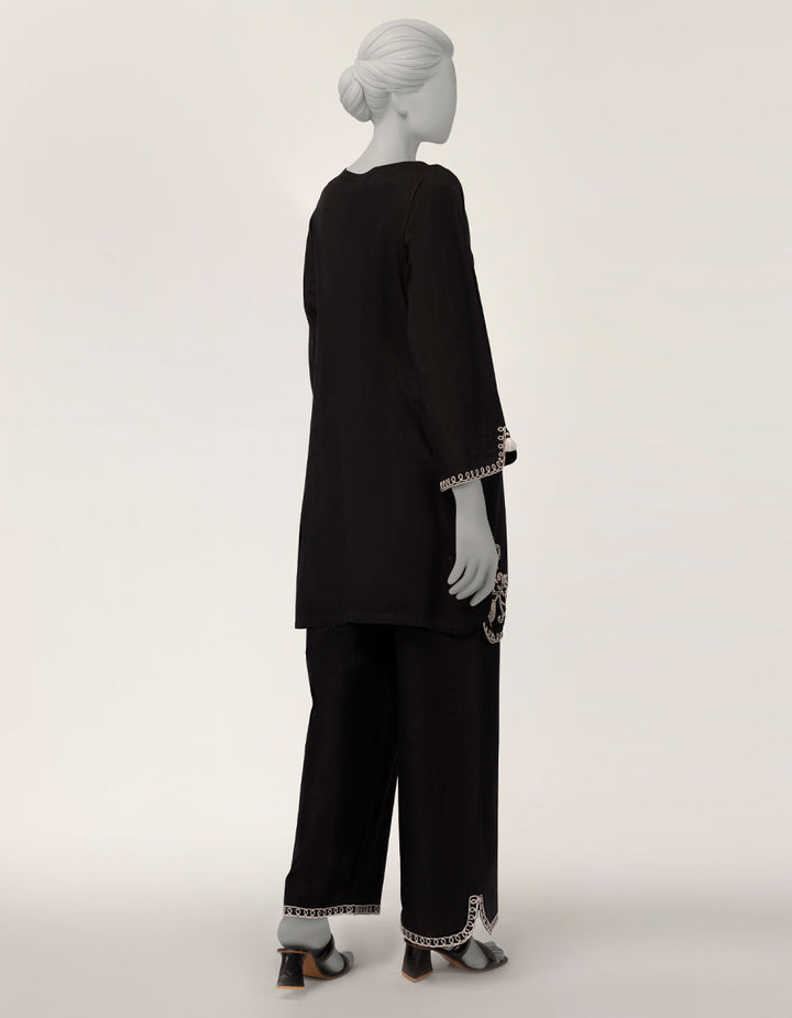 Lawn Black Stitched Suit - J. Junaid Jamshed