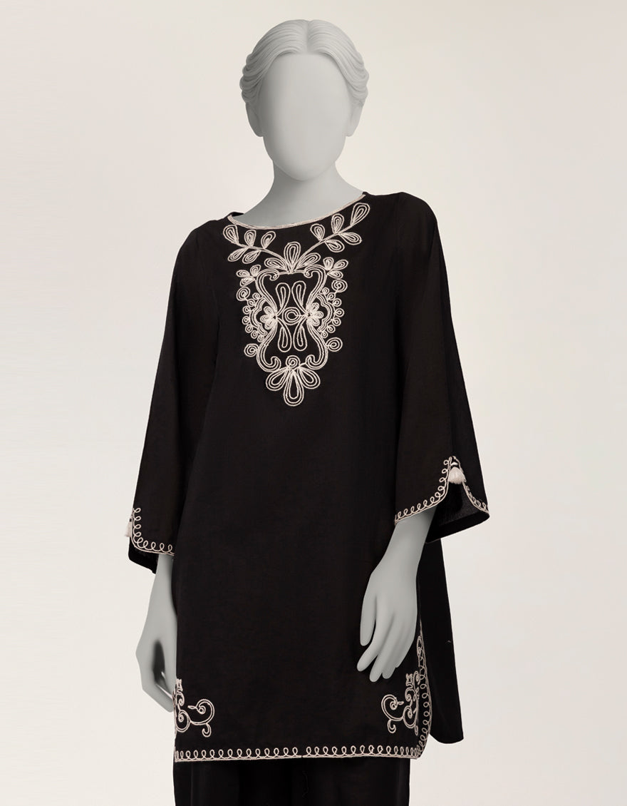 Lawn Black Stitched Suit - J. Junaid Jamshed