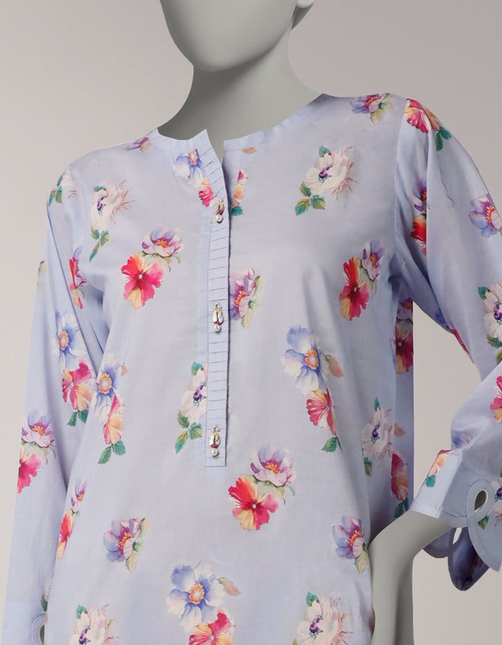 Lawn Blue Unstitched Suit - J. Junaid Jamshed