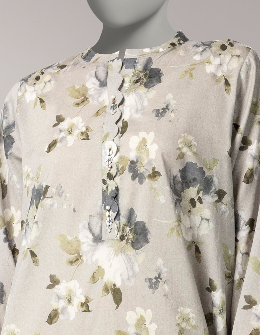 Lawn Grey Unstitched Suit - J. Junaid Jamshed